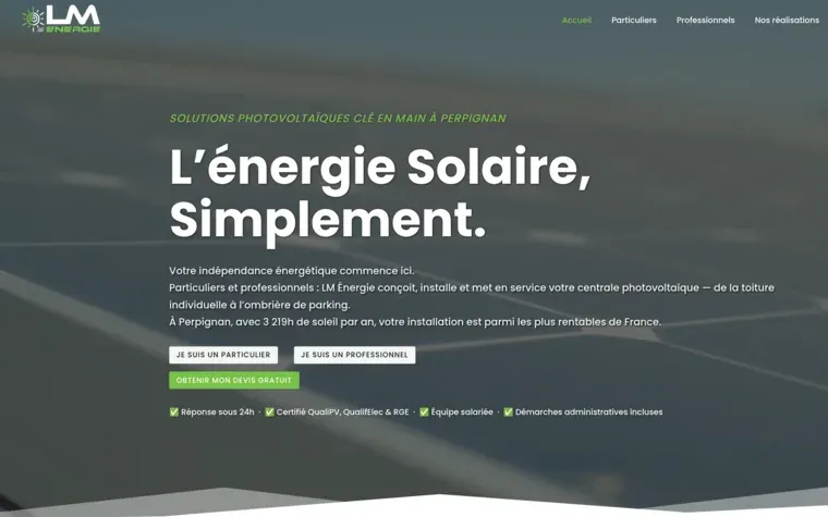 Page d'accueil du site LM Énergie.